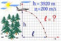 The task of physics on the subject of motion of a body under the action of gravity, motion at an angle to the horizon